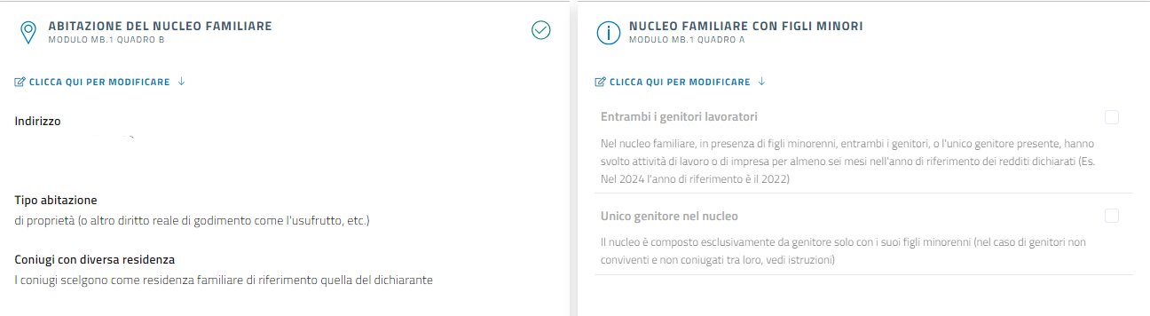 Dati anagrafici e informazioni nucleo familiare